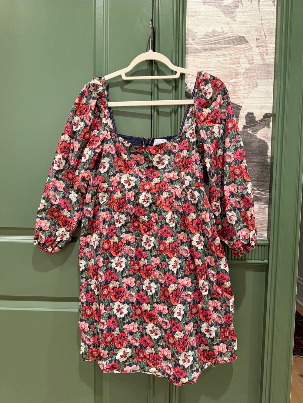 J. Crew Liberty Fabric Poppy Floral Dress - Navy, Red & Green